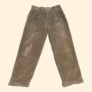 Vintage Bill Robinson Sons Brown Corduroy Pleated Relaxed Fit Mens Pants 32 x 30